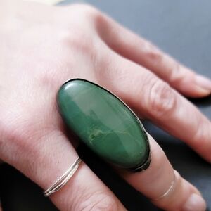 Malachite Sterling Silver Green Ring Size 8.5